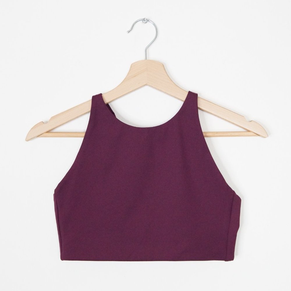 Girlfriend Collective Topanga Halter Sports Bra Plum Small